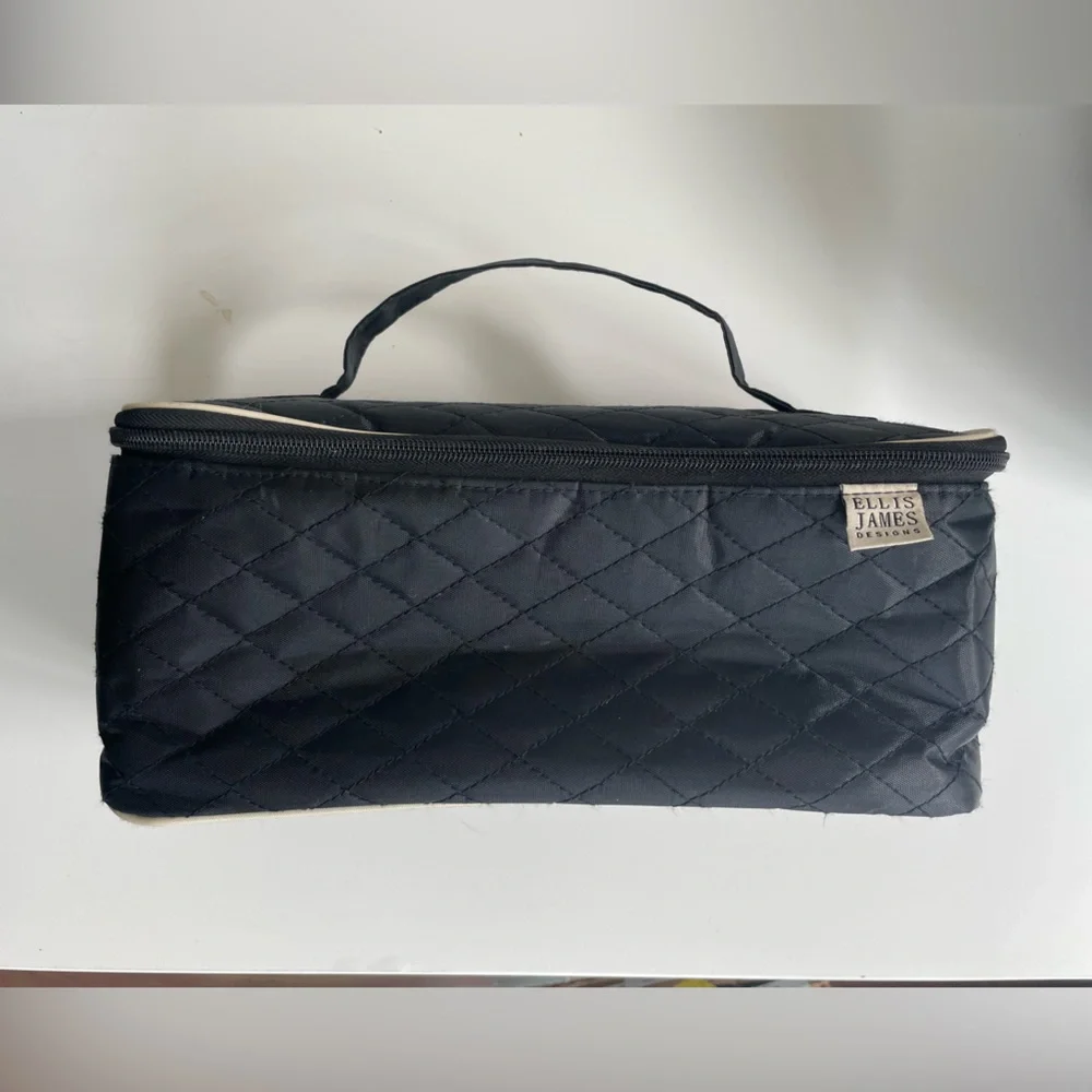 Ellis James Black and Cream Makeup Travel Bag